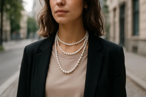 گردنبندهای مرواریدی لایه‌ای با استایل مدرن شهری